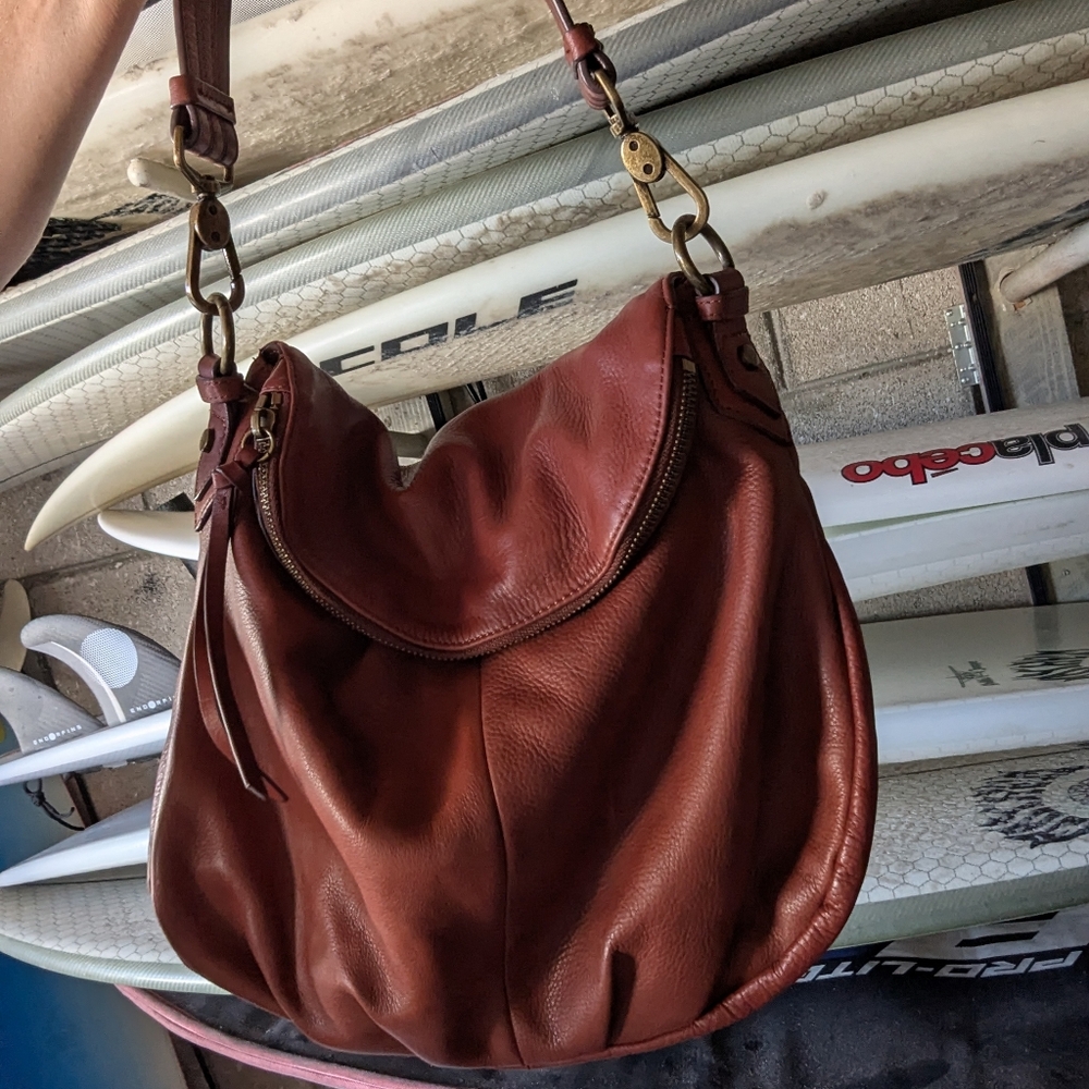 Margot Brown Leather Purse. Hobo, Boho. Fold Over. Shoulder Bag Purse - Picture 12 of 15